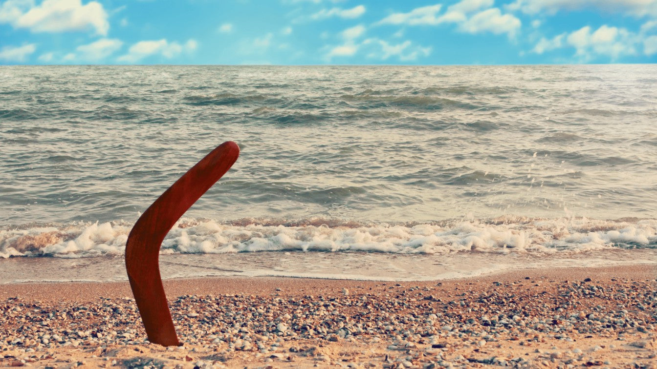 boomerang op het strand