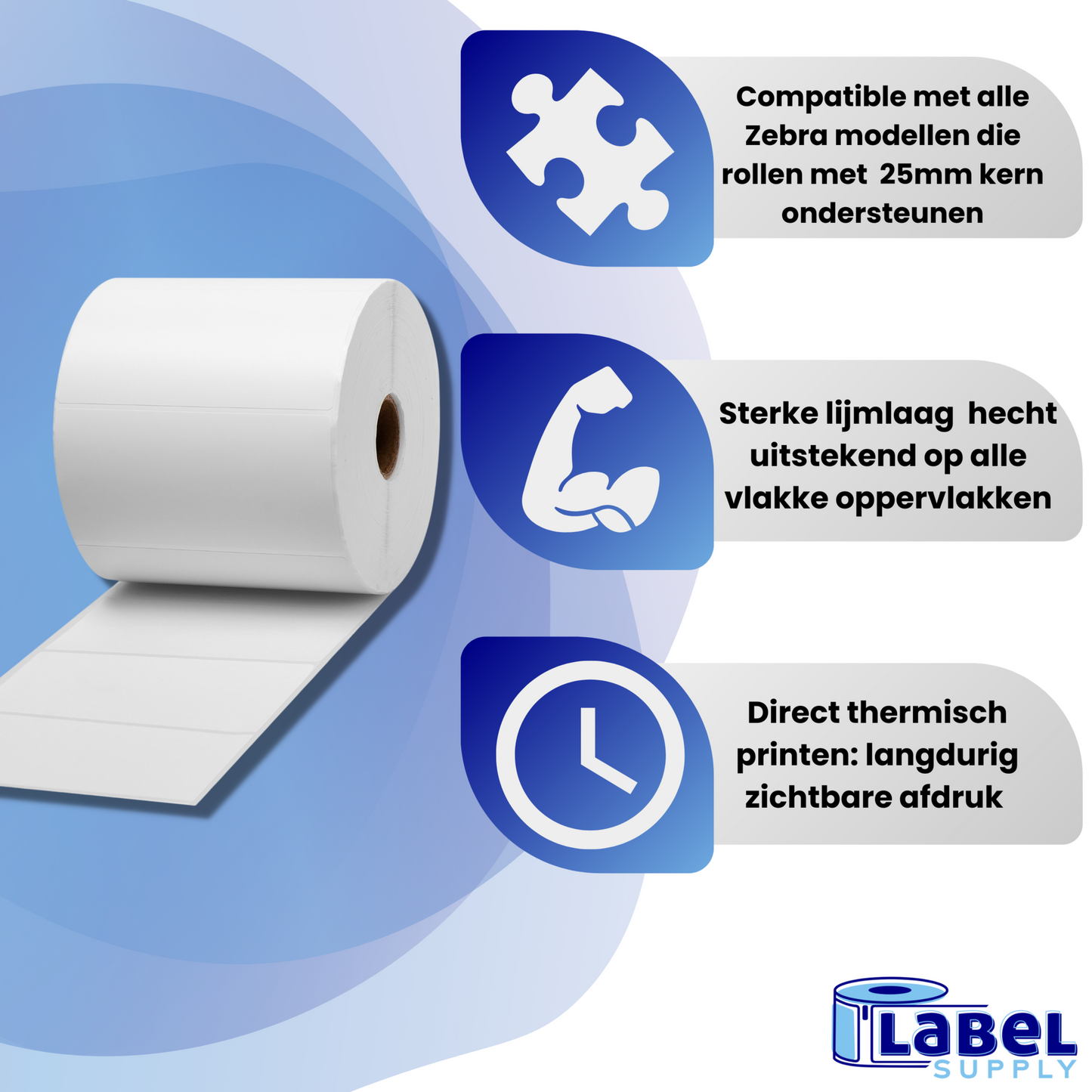 Zebra labels 100 x 50mm voor gk420d - 25mm kern - USPs