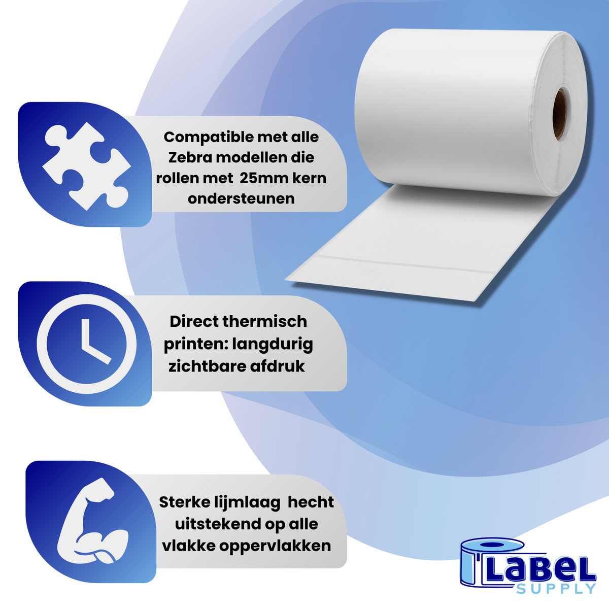 Label 102 Zebra compatible labels | 102 x 150 mm | Voor Zebra labelprinters ...