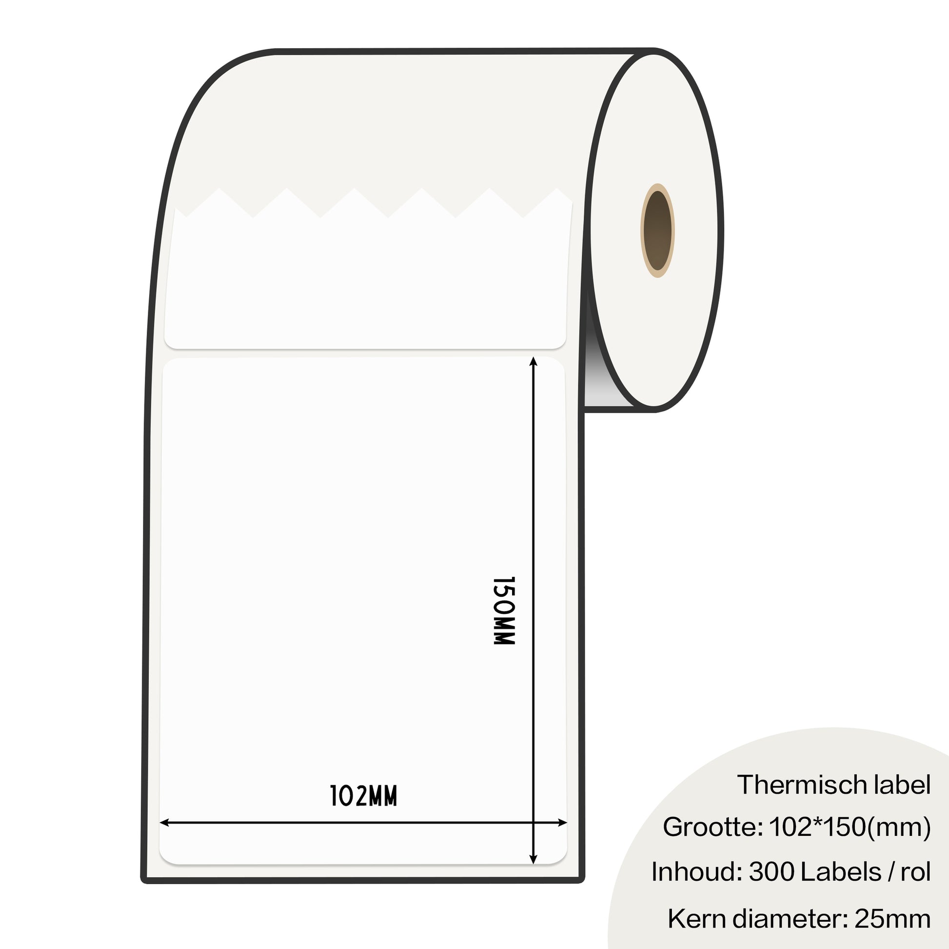 Zebra labels 102 x 150mm voor gk420d - 25mm kern