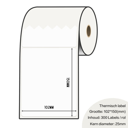 Zebra labels 102 x 150mm voor gk420d - 25mm kern