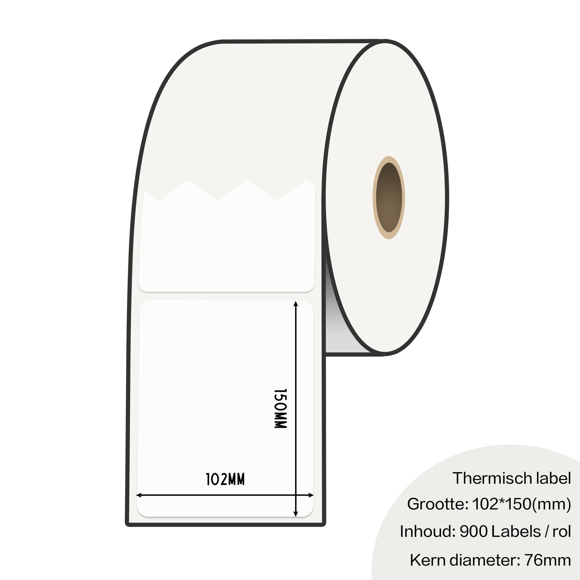 Zebra labels 102 x 150mm voor gk420d - 76mm kern