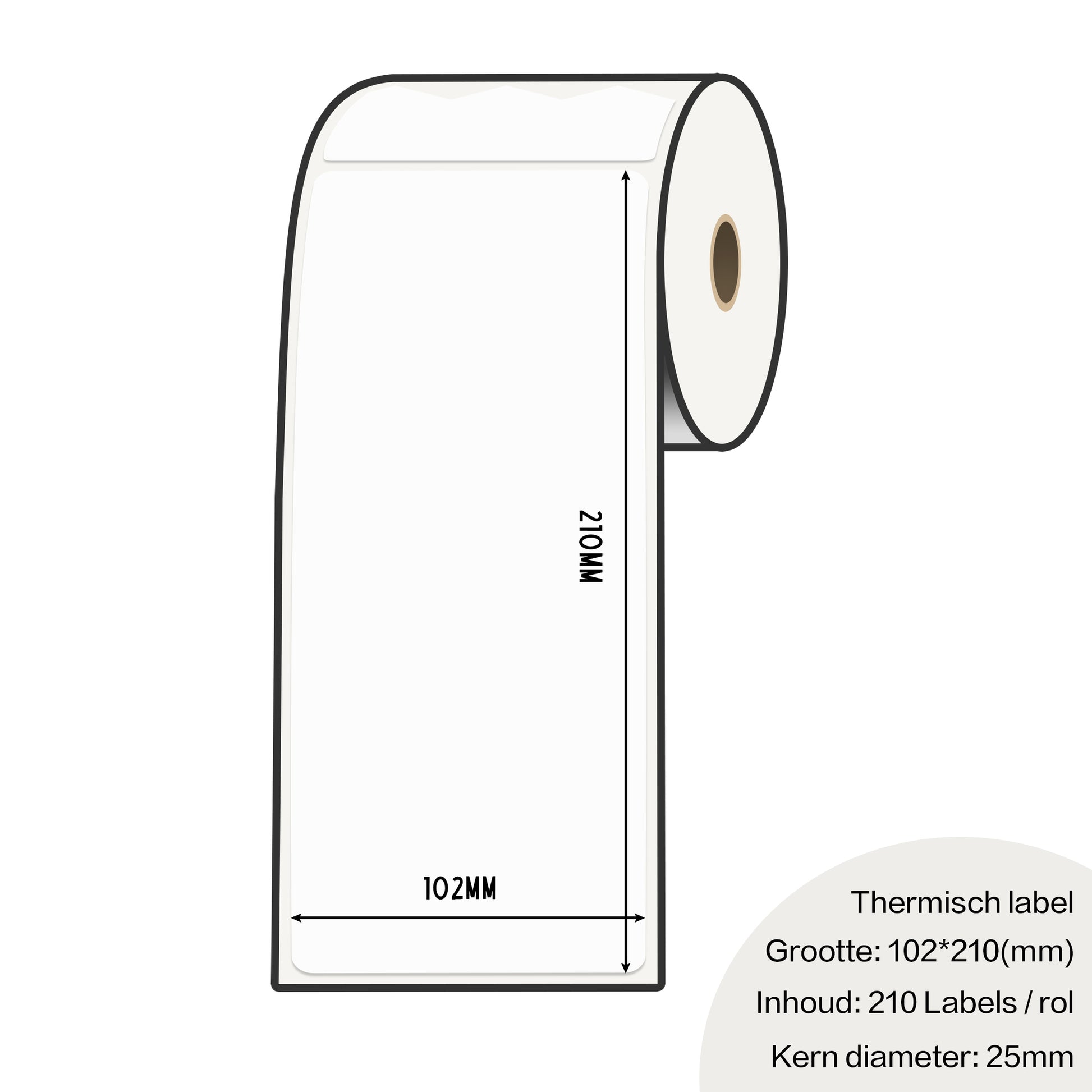 Zebra labels 102 x 210mm voor gk420d - 25mm kern