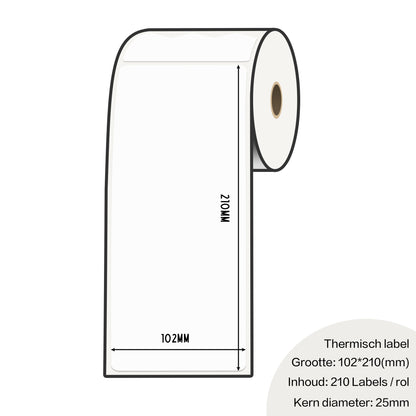 Zebra labels 102 x 210mm voor gk420d - 25mm kern