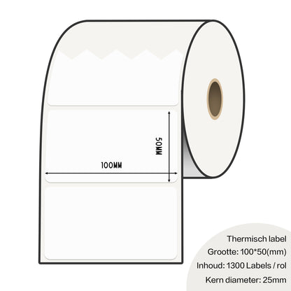 Zebra labels 100 x 50mm voor gk420d - 25mm kern